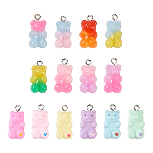 Cheriswelry Cup Cake Resin Pendants Lovely Food Sweet Dessert Dangle Charms Links Hanging Ornament with Metal Loop Fruit Pendants for Key Chains Bracelet Necklace Jewelry Making - color: Mixed Color-Bear*1