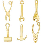 Beebeecraft 60Pcs 6 Style Mini Tool Charms 18K Gold Plated Alloy Hammer Wrench Charm for Jewelry Making DIY Crafts Bracelet Necklace Supplies - color: 60Pcs #1