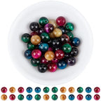 40PCS 8MM Tiger Eye Gemstone Beads with Hole Natural Round Stone Energy Pink Blue Green Smooth Polished Loose Spacer Bead Bulk for Jewelry Making Earrings Bracelets Necklaces DIY Crafts - size: 8mm 40pcs