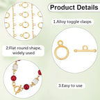 1 Box 60 Sets Round Toggle Clasp Gold Toggle Clasp Bar with Rings Bulk Metal Alloy OT End T Bar Closure Jewelry Connectors for Jewelry Making Bracelet Necklace DIY Crafts Beginners Adults - style: Style 5