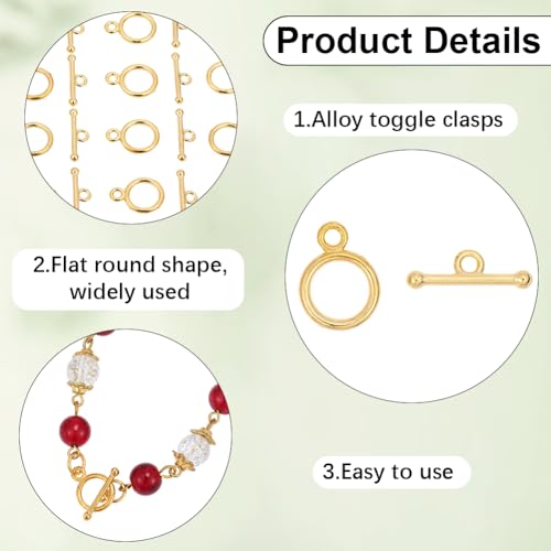 1 Box 60 Sets Round Toggle Clasp Gold Toggle Clasp Bar with Rings Bulk Metal Alloy OT End T Bar Closure Jewelry Connectors for Jewelry Making Bracelet Necklace DIY Crafts Beginners Adults - style: Style 5