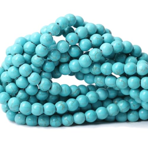Adabele 130pcs Natural Blue Magnesite Gemstone 6mm Imitated Turquoise Round Loose Beads Gem Stone Spacer for Craft Jewelry Making GR-D6 - color: Round/Blue, size: 6mm Round (130pcs/2 Strands)