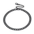 U7 Women Girls Barefoot Jewelry 18K Gold or Rose Gold Stainless Steel Heart/Rope/Figaro/Cuban Chain Anklet Foot Bracelet, 25-30 CM Long - color: Black-5mm-Cuban Chain