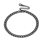 U7 Women Girls Barefoot Jewelry 18K Gold or Rose Gold Stainless Steel Heart/Rope/Figaro/Cuban Chain Anklet Foot Bracelet, 25-30 CM Long - color: Black-5mm-Cuban Chain