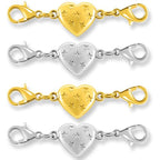 Magnetic Clasp Converter, Heart Design Lobster Clasps for Necklaces and Bracelets, Gold and Silver (2golden+2silvery) - color: 2golden+2silvery