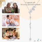 Long Necklace Sterling Silver Larait Bar Y Lariat Long Chain Drop Adjustable Necklace Gift for Her, 30" - style: Long Leaf Necklace