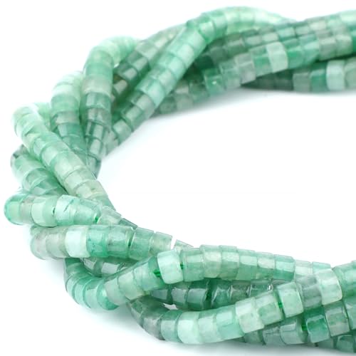 Natural Green Aventurine Heishi Spacer Beads Loose Semi Precious Flat Round Gemstone Disc Shape Stone for Beading Jewelry Making 4x2mm 15.5" - color: Green Aventurine
