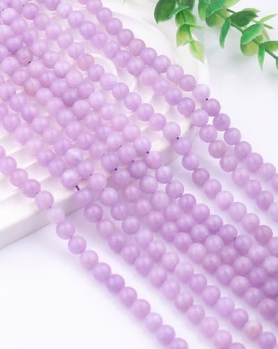 Natural Stone Beads 8mm Polished Round Smooth Gemstone Beads for Jewelry Making Supplies 15 Inch(45 Beads) (Lavender Purple) - color: lavender purple-45pcs