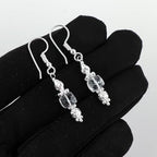 Natural Gemstone Dainty Earrings, Silver Plated Hypoallergenic Jewelry, Handmade Healing Crystal Lightweight Earring, Polished Stones, Elegant Birthday Statement Gift for Women