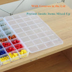 3 Pack Fixed 32 Grids Clear Plastic Storage Box, Transparent Organizer Container Case for Bead, Button, Jewelry, Diamond, Craft Supplies, Small Parts, Sewing Kit, DIY Accessories