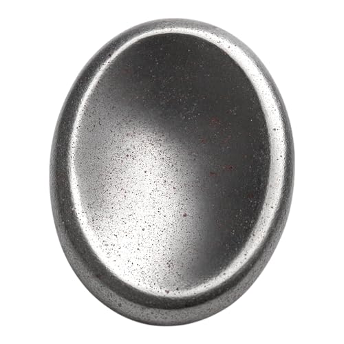 Hematite Worry Stone – Natural Polished Thumb Palm Stone for Grounding, Protection & Mental Strength – Pocket Fidget Crystal for Calm & Focus - color: Hematite