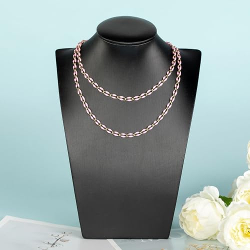 Pink Enamel Chain for Jewelry Making, 2 Meters Gold Plated Brass Cable Link Chain Roll with 30pcs Jump Rings and 10pcs Lobster Clasps - color: Pink