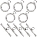 5 Sets Toggle Clasps for Jewelry Making, 12mm Stainless Steel OT Toggle Jewelry Clasps, T-Bar Round Ring Closure Connectors for DIY Bracelet Necklace Anklet- Silver - color: Silver-B Style