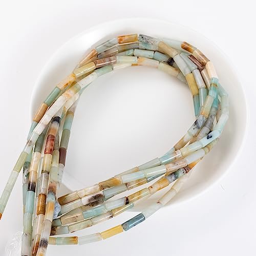 Natural Amazonite Cylinder Tube Beads 4x13mm 38cm/str Loose Semi Gemstone Stone Beads for Making Bracelets Necklace Earrings - color: Amazonite, size: 4x13mm Cylinder