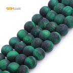 GEM-Inside 8mm Natural Stone Green Tiger Eye Frosted Matte Unpolished Round Beads for Jewelry Making Strand 15 inch - color: Green Tiger Eye, size: 8mm