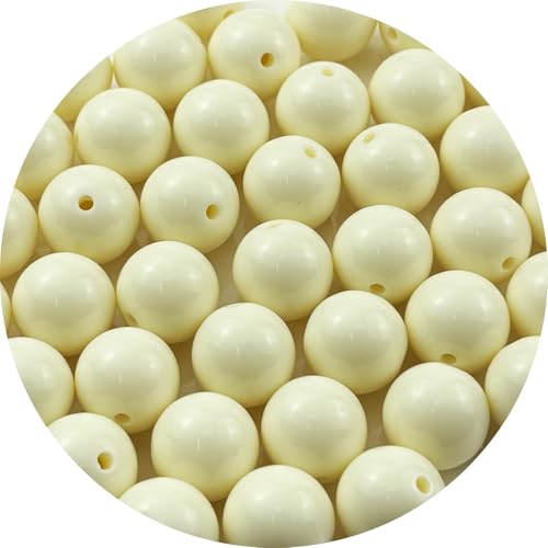 40pcs Acrylic Round Beads for Crafts 16mm Resin Candy Color Spacer Beads with Hole for Jewelry Making Sewing Crafts Decoration Necklaces Bracelets Earrings Supplies(Cream) - color: Cream, size: 16mm