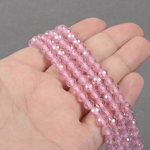 6mm Pink Zircon Faceted Gemstone Round Loose Beads Strand 15.5-16" DIY Jewelry Making - color: Pink Zircon