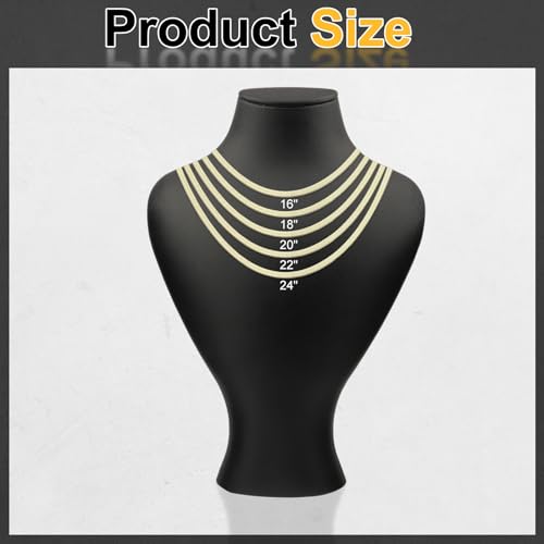 HARFINGTON Herringbone Necklaces Stainless Steel Snake Chain Necklace Adjustable Flat Chain for Women Jewelry Gift - color: Gold, size: 18" x 0.16"