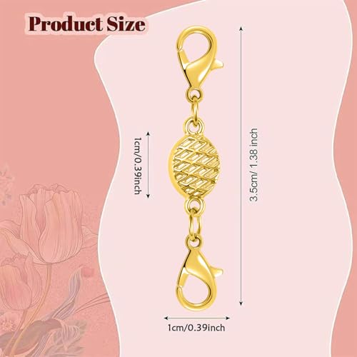 Magnetic Necklace Clasps and Closures-Magnetic Safety Clasp Extender with Lobster Clasps, Pineapple Texture Design, Gold and Silver (6pcs Gold Silver) - color: 6pcs gold silver