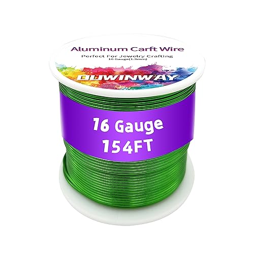 16Gauge Green Aluminum Crafts Wire 154FT, for Jewelry Crafting, Gemstone Metal Coiling, Sculpting, Armature, Jewelry Making Beading Floral Soft DIY Metal Craft Art Wires Colored and Soft - color: green, size: 16gauge