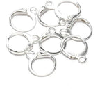 20Pcs Steel French Lever Earring Hooks Wire Settings Base Hoops Earrings with Open Loop for Men Women for DIY Jewelry Making Supplies(14×12mm) (Silver) - color: Silver