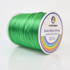 LUSTEMBER 330 Feet Satin Nylon String, 1 mm Silky Smooth Durable Nylon Cord for Jewelry Making, Bracelets, Beading, Necklaces, Macrame, Kumihimo, Rattail, and Chinese Knot Craft - size: Green