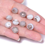 7.5×10mm 50pcs Gray White Faceted Lampwork Glass Beads for Jewelry Making, Flat Round Handmade Murano Beads for Bracelets, Crafts, Friendship Bracelet Kit, Rosary Making - color: Gray White