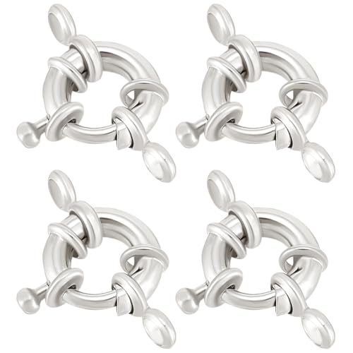 Beebeecraft 1 Box 10Pcs Round Spring Clasps 925 Sterling Silver Plated Lobster Clasp Bracelet Ring Clasp Necklace Link Connector Charms Clasp Open Trigger Findings for Jewelry Making Anklets DIY Craft - color: Silver, size: 15mm