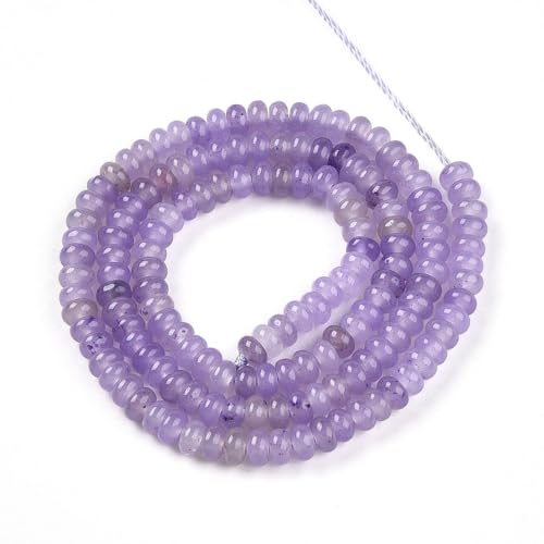 1 Strand Natural White Jade Rondelle Beads Strands Dyed Gemstone Beads Spacers for Jewelry Making Bracelets Necklace DIY Crafts 4.5x2.5~3mm 14.5" About 142~148pcs/strand Medium Purple - color: Medium Purple