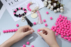 MAIBAOTA 120 Pcs Hot Pink Silicone Beads - 15 mm Round Beads for Keychain, Pens, Bracelet, Necklace Making - Bulk Pack with Boxed Kits - color: Hot pink