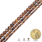 Natural Tiger Eye Beads, 3mm 120pcs Small Round Faceted Loose Gemstones for DIY Jewelry Making, Handmade Bracelet and Necklace Crafting, with Size Card - color: Tiger Eye, size: 3mm
