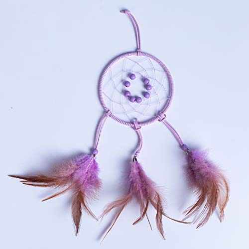 DIY Dream Catcher Beginner Kit, Making Dream Catcher Supplies Include Metal Hoop, Feathers, Faux Suede Cord, Thread, Wood Beads (Lilac) - color: Lilac