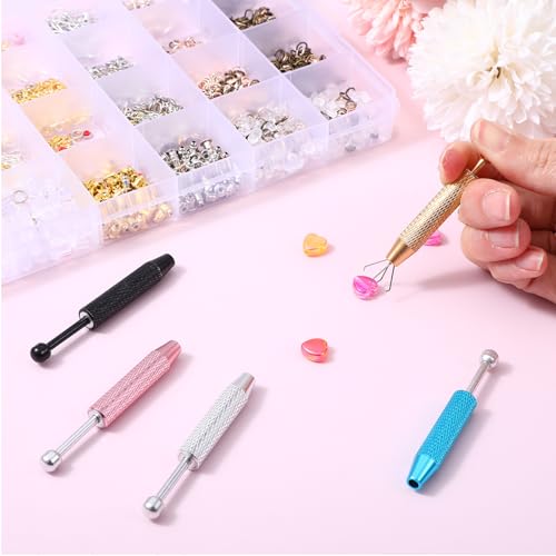 5PCS Piercing Tools for Changing Jewelry, Mini Stainless Steel 4-Claw Jeweler's Pick up Tool Piercing Ball Grabber Tool for Ic Chip Electronic Components Small Parts(2.47×0.31 Inches, 5 Colors)