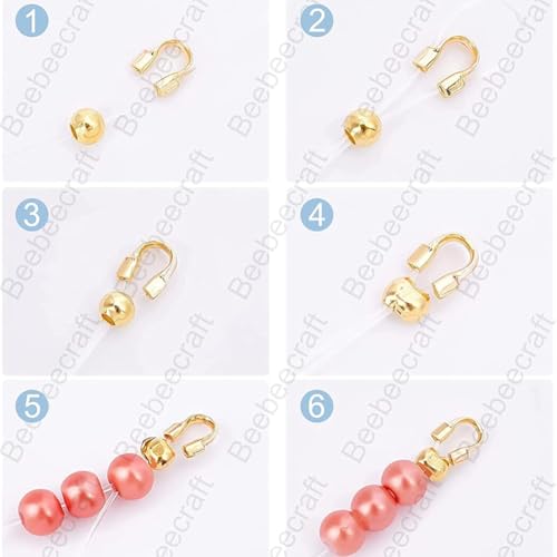 Beebeecraft 300Pcs 6 Styles Wire Guardian U Shape 18K Gold & Sterling Silver Plated 304 Stainless Steel Wire Guard Loops Thread Protector for Jewelry Making Earring Bracelet Necklaces