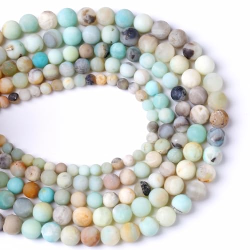 10mm 38pcs Frosted Amazonite Natural Stone Round Loose Beads for Jewelry Making DIY Bracelet Necklace - color: Frosted Amazonite, size: 10mm