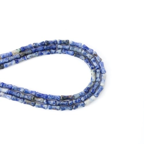 5x12mm Natural Blue Sodalite Stone Bamboo Shape Gem Healing Energy Loose Spacer Beads for DIY Necklace Bracelet Earring - color: Blue Sodalite