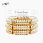 LALAPPLE Gold Plated Beaded Acrylic Bamboo Tube Bangle Bracelets for Women, Colorful Chunky Curved Tube With Gold Plated Pieces Beads Stretch Bracelet Friendship Summer Beach Jewelry - color: B-gold 3pcs(Chunky set)