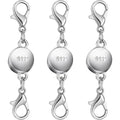 925 Silver and Gold Magnetic Necklace Clasps, Round Necklace Clasp Closures for Jewelry Making,Magnetic Necklace Clasps and Extenders,for Bracelet Necklace and Accessories (3pcs Silver) - color: 3pcs silver