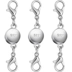 925 Silver and Gold Magnetic Necklace Clasps, Round Necklace Clasp Closures for Jewelry Making,Magnetic Necklace Clasps and Extenders,for Bracelet Necklace and Accessories (3pcs Silver) - color: 3pcs silver