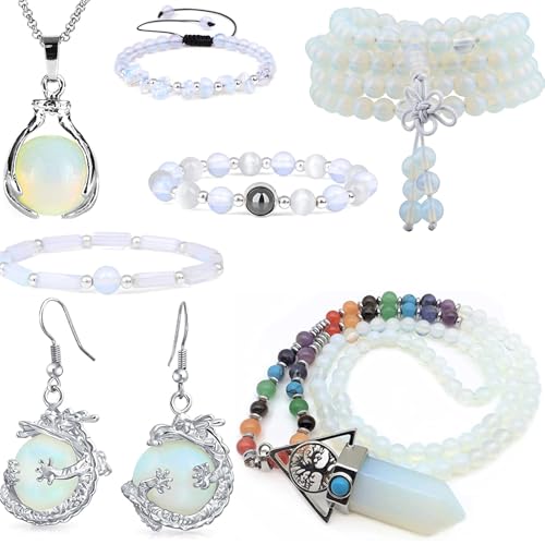 HAAMIIQII 6mm White Opalite Beads Round Gemstone Loose Beads for Jewelry Making 2 Strands (120-130pcs) - color: White Opalite, size: 6mm (120-130pcs)