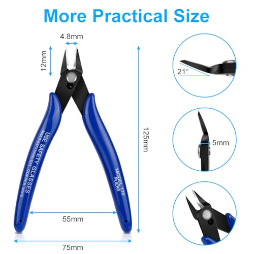 Ainiv Wire Cutters, 4PCS Spring-loaded Side Cutters Flush Cutters, Diagonal Cutters Precision Side Cutters, Diagonal Cutting Pliers in CRV Steel, Heavy Duty Cutting Pliers for Electrical, Homes - color: Blue Wire Cutter-4pcs, size: 4pcs