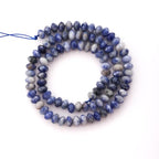 Faceted 4x6mm Natural Blue White Sodalite Stone Rondelle Spacer Gemstone Beads Loose Semi Gemstone Beads for Jewelry Making - color: Blue White Sodalite