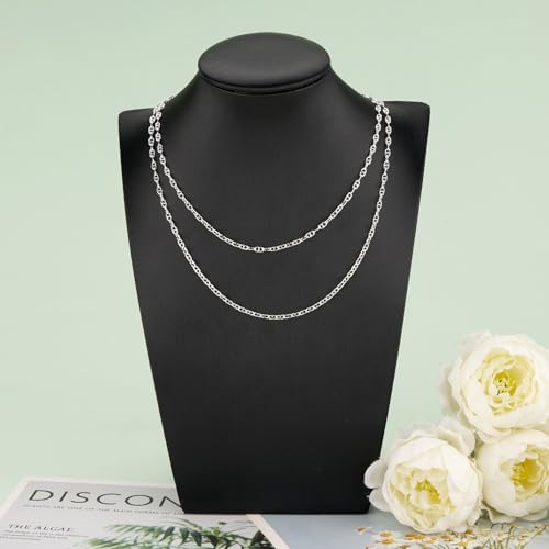 KYUNHOO 16.4 Feet Silver Plated Chains for Jewelry Making Thin Anchor Link on Spool Small Chain for Crafts DIY with Jump Rings Lobster Clasps - color: Bean Silver
