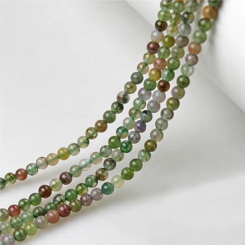 MJDCB 225pcs Natural Small Stone Beads 3mm Indian Agate Round Smooth Loose Gemstone Bead for Jewelry Making Bracelet Earring Necklace Accessories - color: Indian Agate