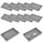 12 Pcs Velvet Jewelry Tray, Blank Stackable Drawers Organizer, Jewelry Display Tray for Beads Bracelets Necklaces Earrings Storage (Gray) - color: Gray