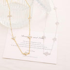Mothers Day Gifts - Dainty Silver Gold Necklaces for Women Cute Station Choker Simulated Diamond Necklace Simple Layering CZ Necklace Trendy Jewelry Gifts - color: Silver, style: Flower