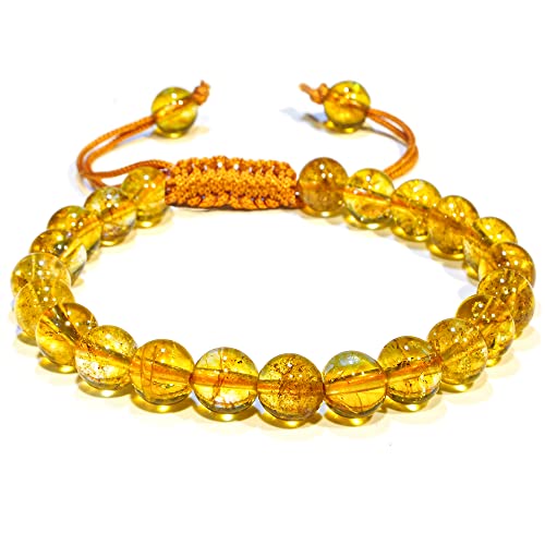 ANAYA AGATE Energy Protection Crystal Handmade Adjustable Bead Bracelet Perfect for Men, Women’s Christmas Gift - Gemstone Healing Stretch Bracelet Pulsera Para Hombre Mujer Stocking Stuffer - color: Citrine - H1