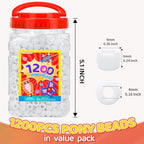 Praisebank Pony Beads, 1200pcs 6x9mm, Wholesale Beads, Bracelets Jewelry Making, Arts & Crafts(White) - color: White, size: Small Size