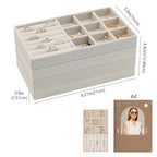 Set of 4 Stackable Jewelry Organizer Trays, Jewelry Drawer Organizer Inserts with Removable Dividers, Jewelry Display Tray Storage for Earring Ring Necklace Bracelet (Beige)