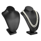 MOOCA 2 Pcs Deluxe Faux Leather Necklace Chain Jewelry Display Holder, Jewelry Stand, Necklaces Display Mannequin Bust Stand, 11”H, Black Faux Leather - color: 3) Black Faux Leather, 2 Pieces